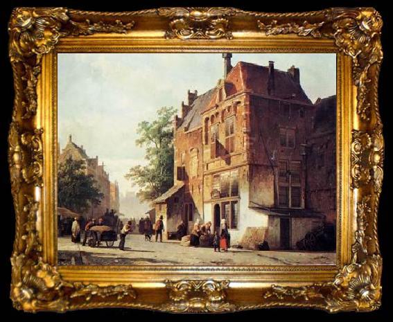 framed  unknow artist European city landscape, street landsacpe, construction, frontstore, building and architecture. 313, ta009-2